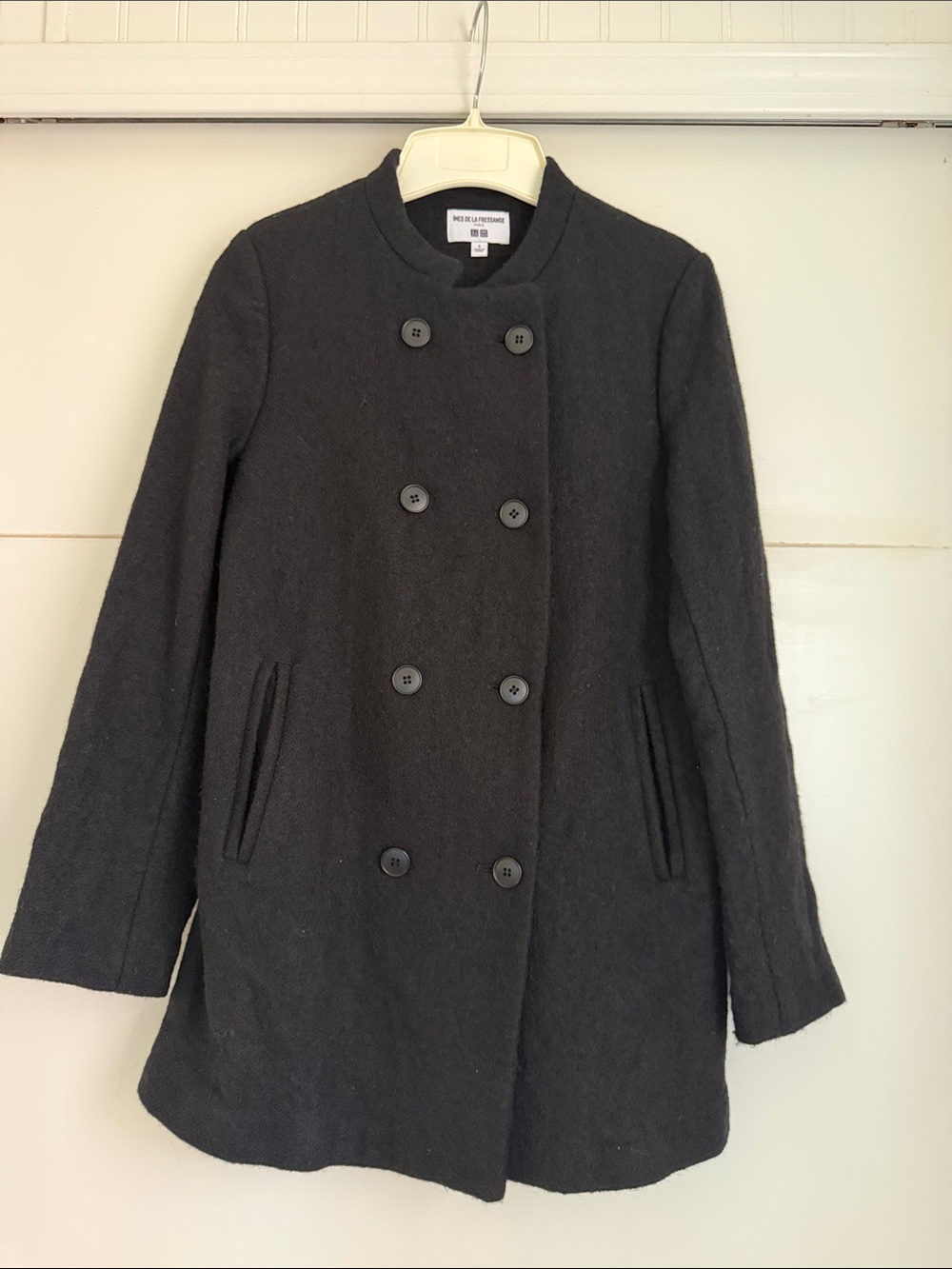 INES DE LA FRESSANGE Uniqlo Black Double-Breasted Pea Coat